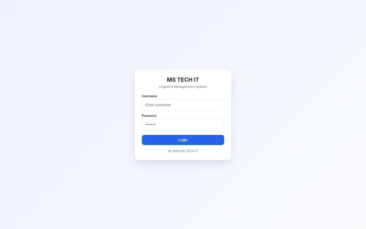 MS Logistics — Supply chain & dispatch tracking system built by MS TECH IT